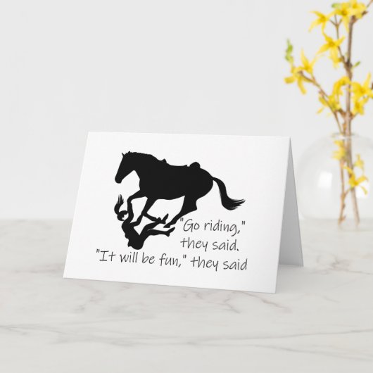 馬に乗って行こうおもしろい引用文元気 カード (黄色い花)