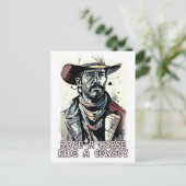 馬に乗って西部のカウボーイおもしろいことわざを救う ポストカード (スタンド正面)