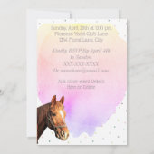 馬に乗って誕生日パーティー 動物 かわいい ピンク 招待状 (裏面)