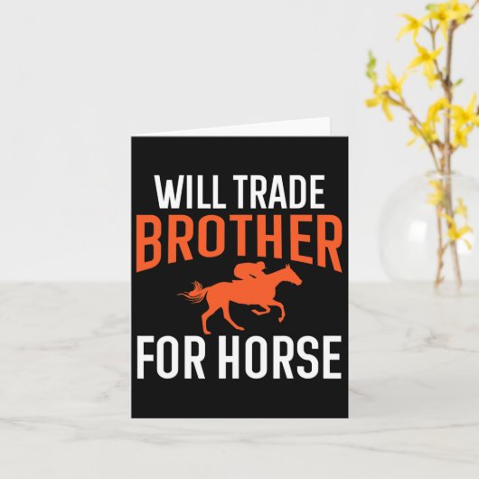 馬に乗って馬のために弟を交換する カード (黄色い花)