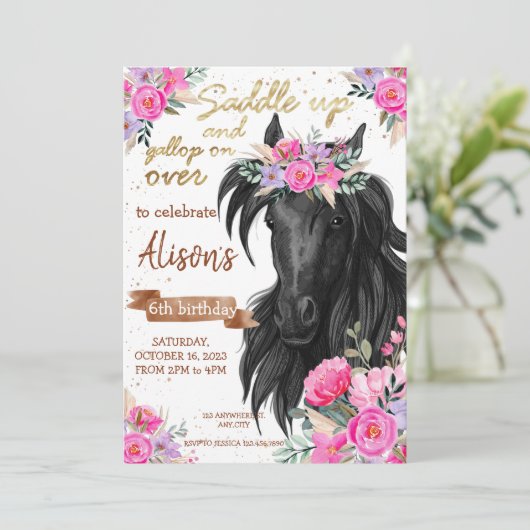 馬に乗って！お誕生日おめでとう招待状 招待状 (スタンド正面)