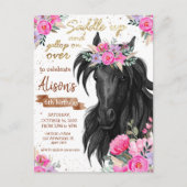 馬に乗って!お誕生日パーティーの招待状 ポストカード (正面)