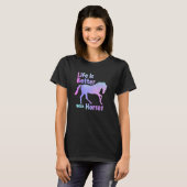 馬に乗ると命が伸びるおもしろい Tシャツ (正面フル)