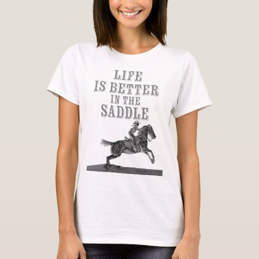 馬に乗ると命が伸びる Tシャツ (正面)