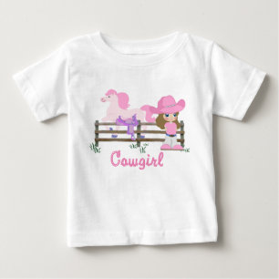 馬に乗るカウガール ベビーTシャツ
