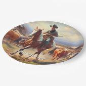 馬に乗るカウボ絵を描イー ペーパープレート (アングル)