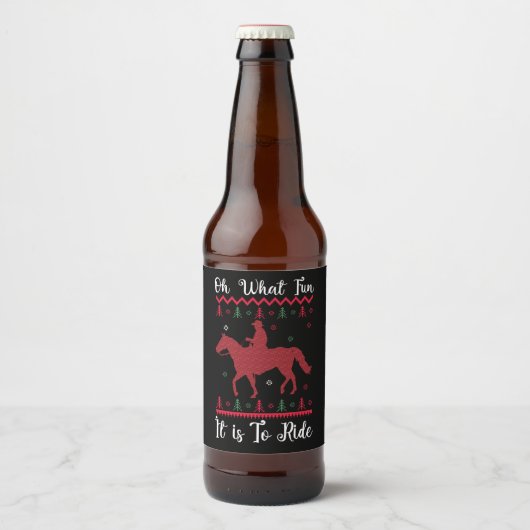 馬に乗るクリスマスの楽しさ ビールラベル (正面)