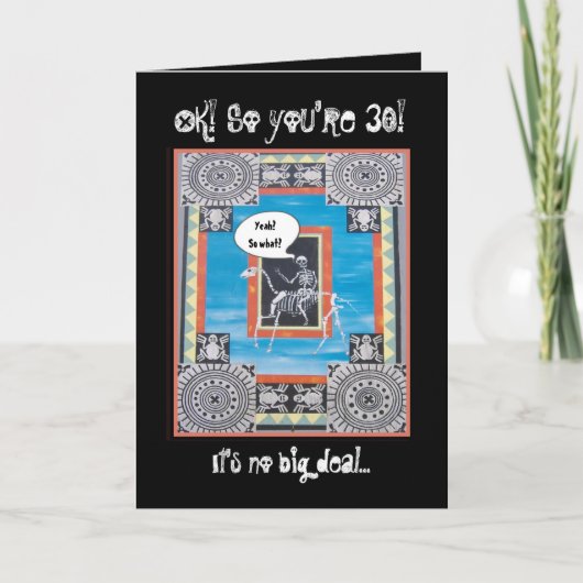 馬に乗るスケルトンと30歳の誕生日 – おもしろい カード (正面)
