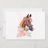 馬に乗るパーティーの写真 ポニーの花の少女の誕生日 招待状 (裏面)
