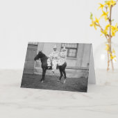 馬に乗るピエロたち、誕生日 カード (黄色い花)