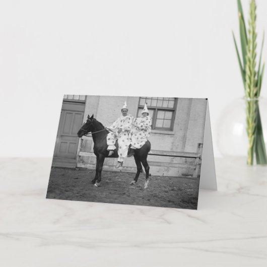 馬に乗るピエロたち、誕生日 カード (正面)