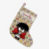 馬に乗るフクロウ スモールクリスマスストッキング (正面 (吊り時))