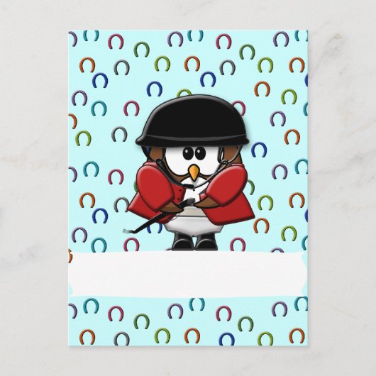 馬に乗るフクロウ ポストカード (正面)