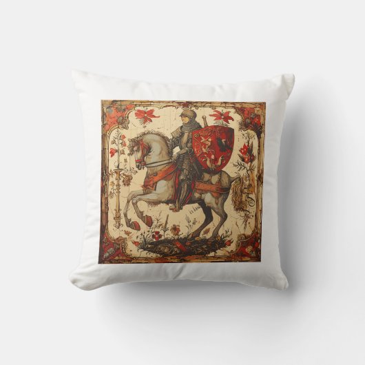 馬に乗る中世の騎士 クッション (正面)