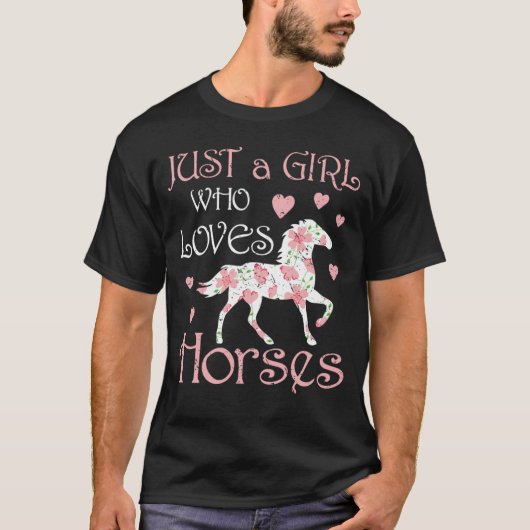 馬に乗る娘を愛すおもしろいる少女 Tシャツ (正面)