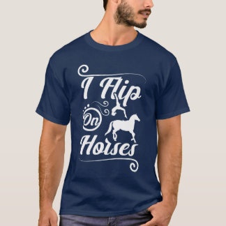 馬に乗る少年をフリップ Tシャツ