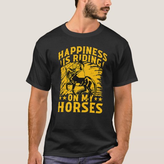 馬に乗る幸せ 馬に関する楽しい一言 Tシャツ (正面)