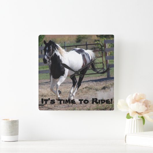 馬に乗る時間だ スクエア壁時計 (ホーム)