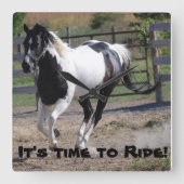 馬に乗る時間だ スクエア壁時計 (正面)