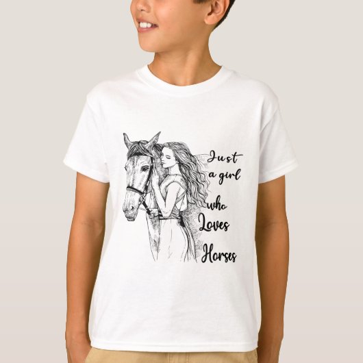 馬に乗る馬が大好きな女の子 Tシャツ (正面)