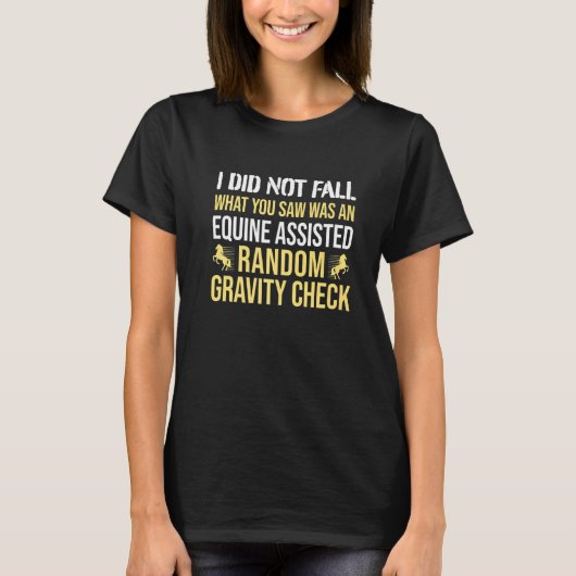 馬に乗る 重力 チェック 馬術 Tシャツ (正面)