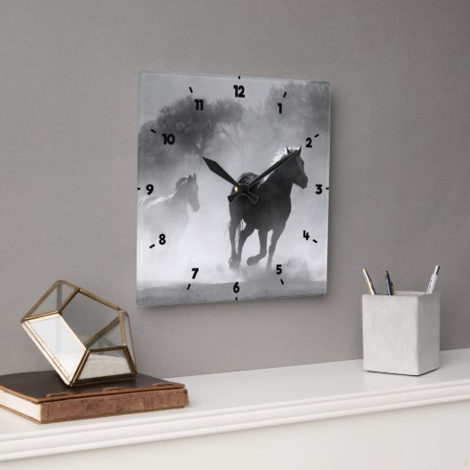 馬に乗ランニングって灰色になる スクエア壁時計 (オフィス)