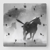 馬に乗ランニングって灰色になる スクエア壁時計 (正面)