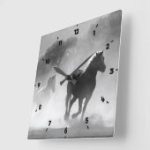 馬に乗ランニングって灰色になる スクエア壁時計 (傾斜)