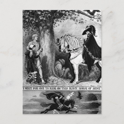 馬に乗淡い色のって ポストカード (正面)