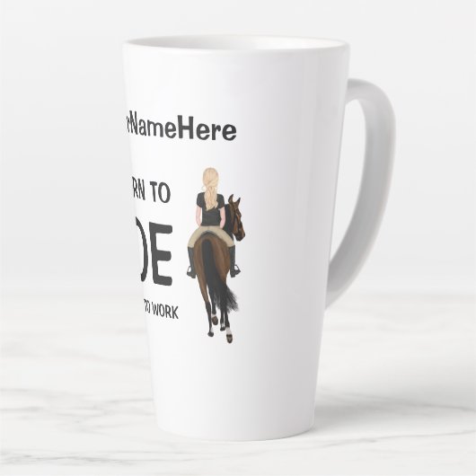 馬に乗生まれるが馬に乗らされておもしろいいる カフェラテマグ (右アングル)