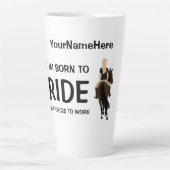 馬に乗生まれるが馬に乗らされておもしろいいる カフェラテマグ (正面)