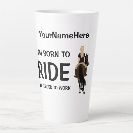 馬に乗生まれるが馬に乗らされておもしろいいる カフェラテマグ (正面)