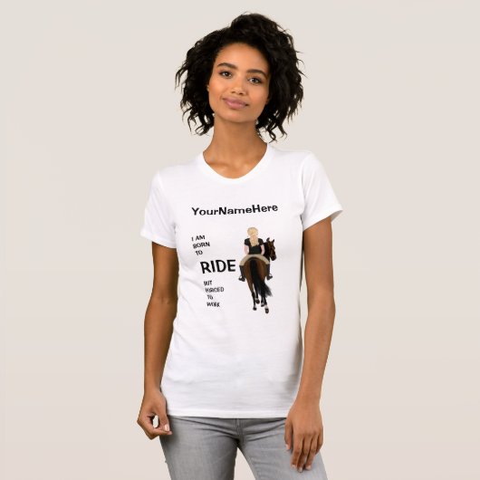 馬に乗生まれるが馬に乗らされておもしろいいる Tシャツ (正面フル)