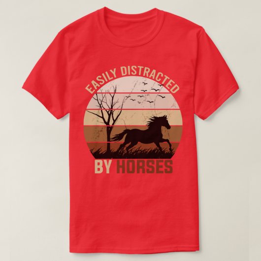 馬に容易に気を取られる Tシャツ (デザイン正面)
