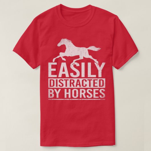 馬に容易に気を散らすレトロ馬 Tシャツ (デザイン正面)