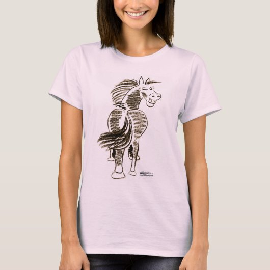 馬に幸運をまばたきさせます! Tシャツ (正面)