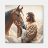 馬に慰めを与えるイエス天国 マグネット (正面)