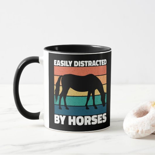 馬に気を取られがち 馬好き かわいい ポニー おもしろ マグカップ (ドーナツ)