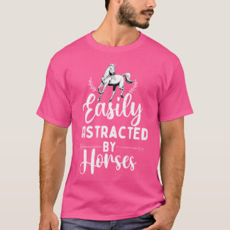 馬に気を取られやすい 馬好き 乗馬 Tシャツ