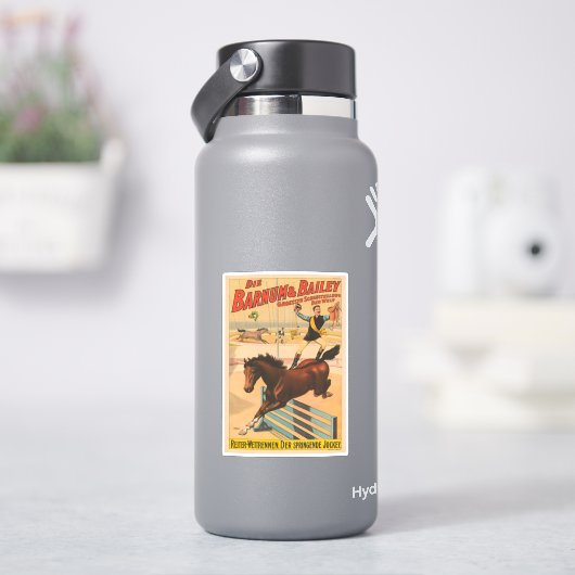 馬に立つ男のドイツのサーカスのポスター シール (HydroFlask)