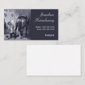 馬に蹄鉄を打っているヴィンテージの蹄鉄工 名刺 (正面/裏面)