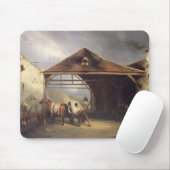 馬に蹄鉄を打っている蹄鉄工 マウスパッド (マウス)