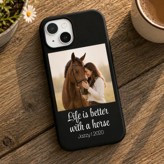馬のある生活は最高 モノグラム 写真 Case-Mate iPhoneケース
