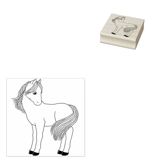 馬のかわいらしゴム印 ラバースタンプ (押印)
