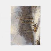 馬のそりの乗車の森林冬のフリースブランケット フリースブランケット (正面)