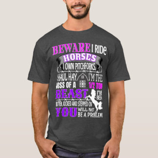 馬のための馬注意私は馬に乗る女の子 Tシャツ