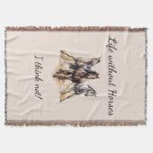 馬のない生考えきは！おもしろい引用文馬 スローブランケット (正面)