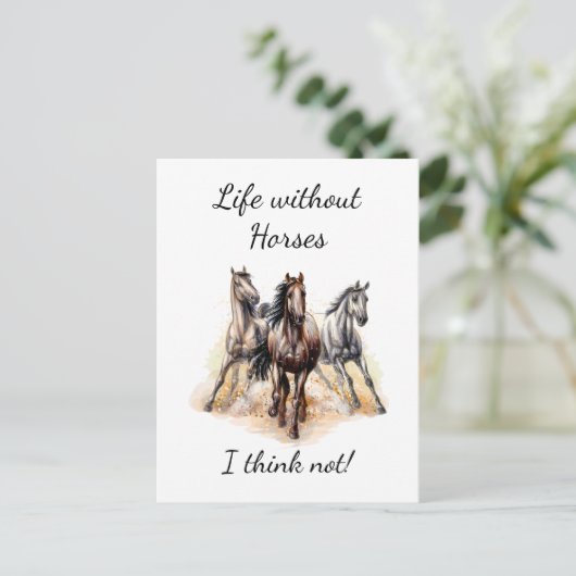 馬のない生考えきは！おもしろい引用文馬 ポストカード (スタンド正面)