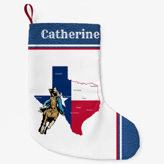 馬ののどの革を持つテキサス州の西部の女性のカーボーイ スモールクリスマスストッキング (正面)