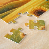 馬のひまわり夕焼け ジグソーパズル (側面)